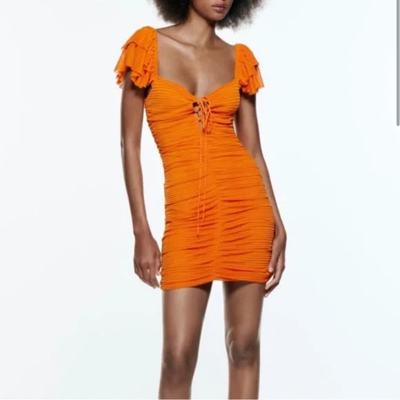 zara orange summer dress Zara Dresses | Zara Embroidered Openwork Neon Orange Cotton Dress With  Belt, Bloggers Fave | Color: Orange